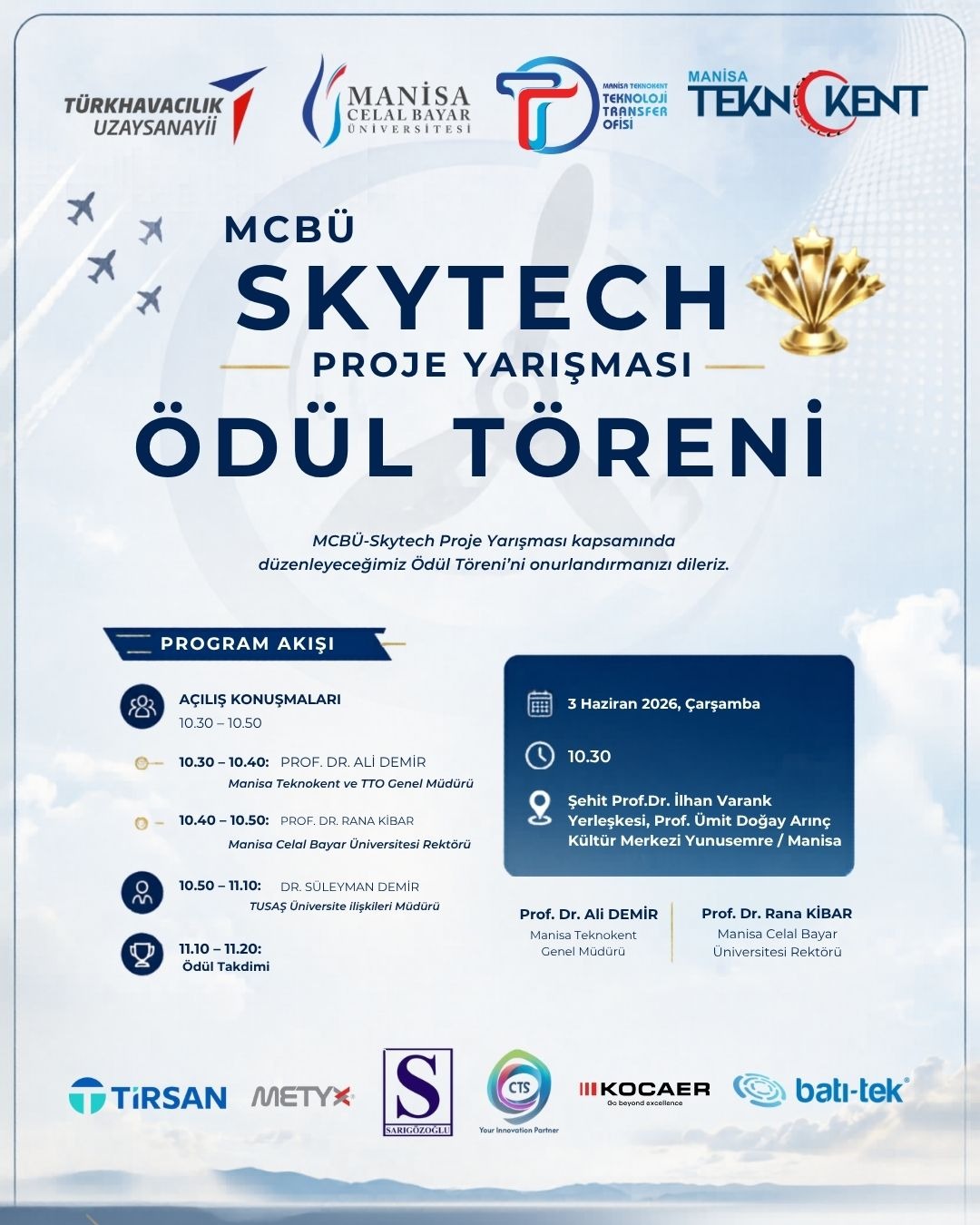 MCBÜ SKYTECH Proje Yarışması Ödül Töreni